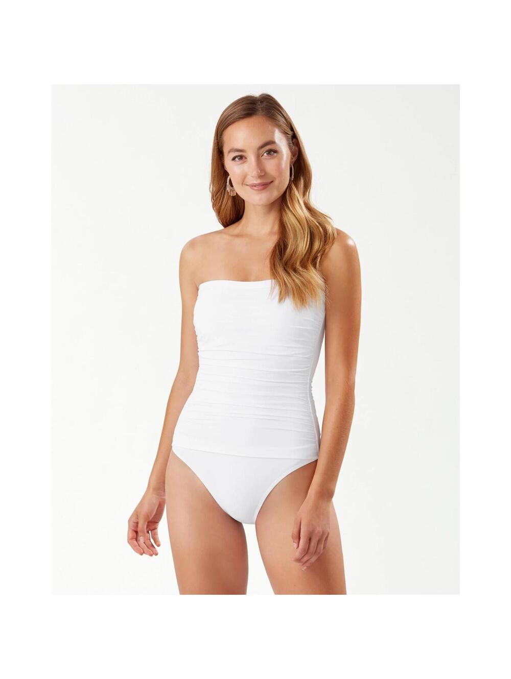 Tommy Bahama Pearl Shirred Bandeau Swimsuit - White